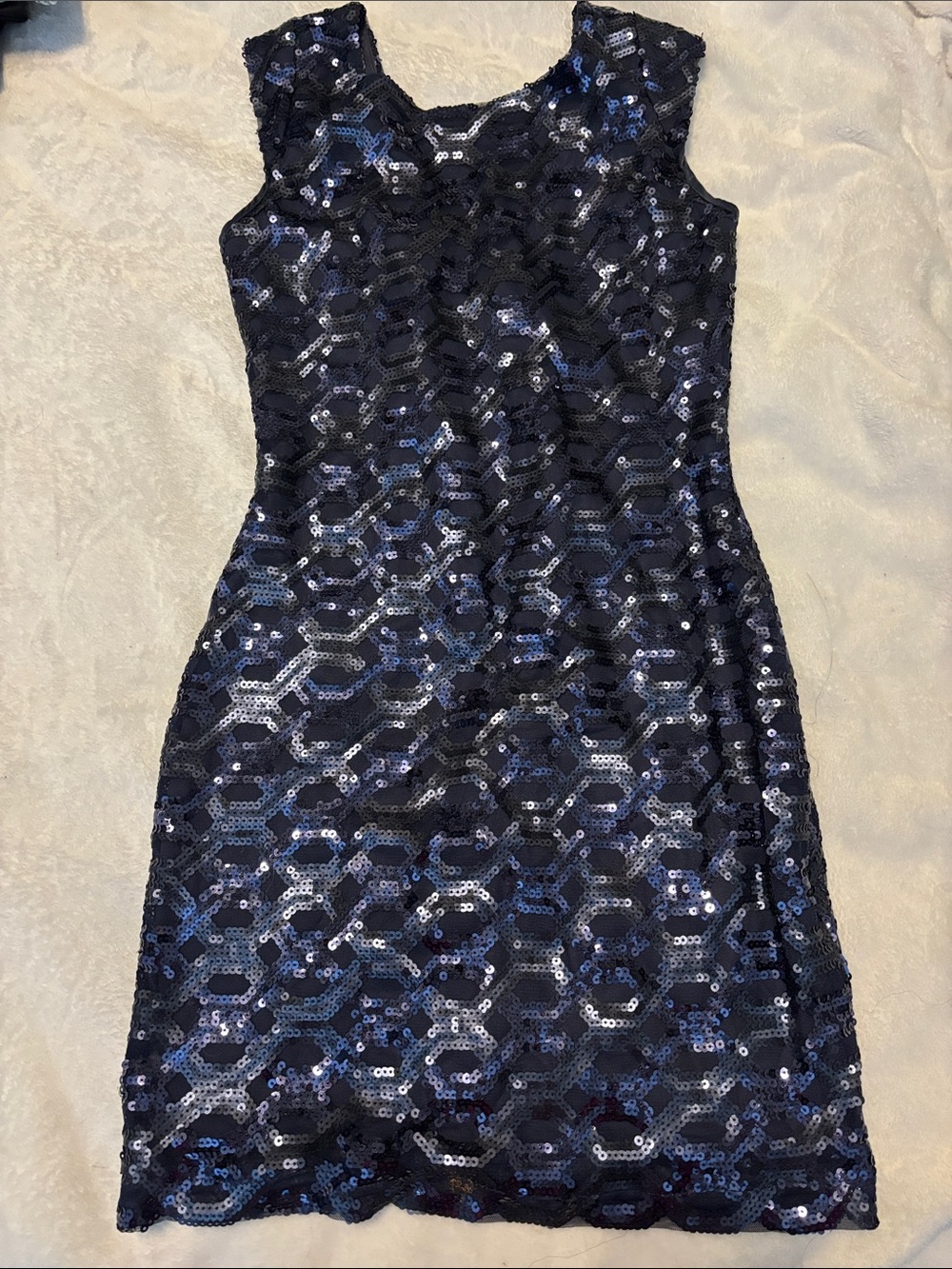 Speechless Navy Blue Sequin Cap-Sleeve Mini Dress